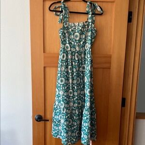 Floral Green and White Sundress